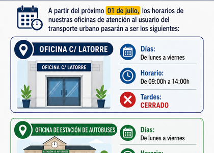 Horario verano oficina Atención al Usuario