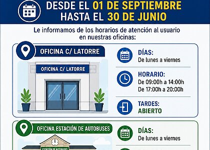 AVISO IMPORTANTE: NUEVO HORARIO DE ATENCIÓN AL USUARIO
