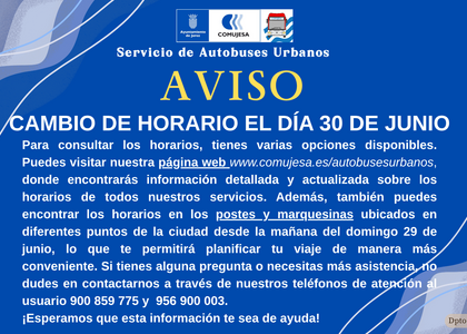 AVISO CAMBIO HORARIO 