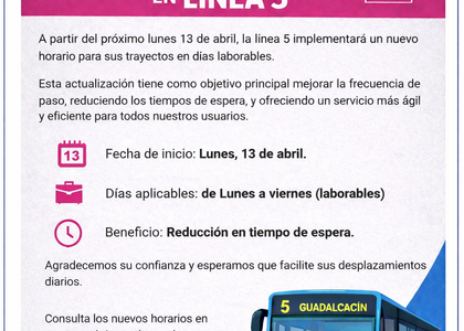 Aviso Cambio Horario Línea 5